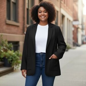 NEW Universal Standard Black Wool Blend Blazer Jacket Size 4XL Career Work